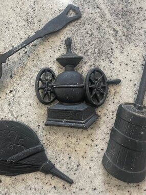 Lot of Vintage Cast Iron Wall Decor Sexton Butter Churn Coffee Grinder Bellows